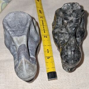 Gray Stone Dinosaur Skull Figurines